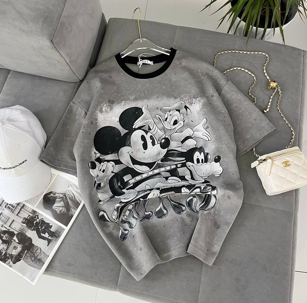 стильная одежда,футболка женская оверсайз варенка мики маус стразы,футболка оверсайз,модные стильные