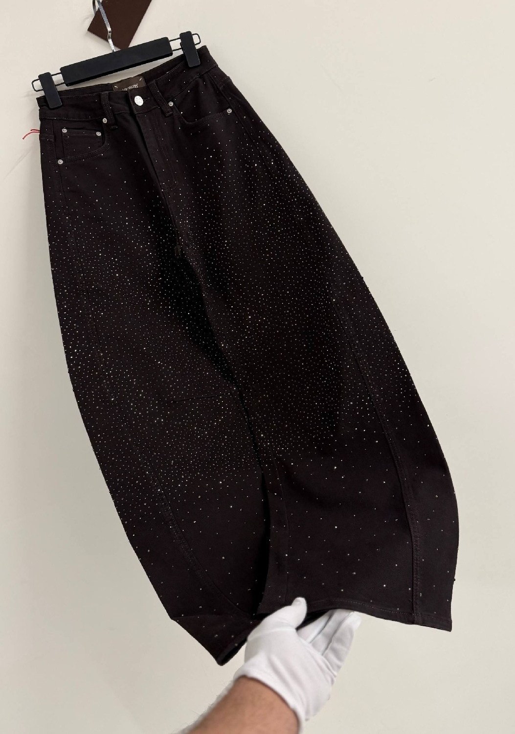 джинсы со стразами,джинсы mango со стразами,женские джинсы со стразами,джинсы женские,джинсы широкого кроя со стразами, коричневый