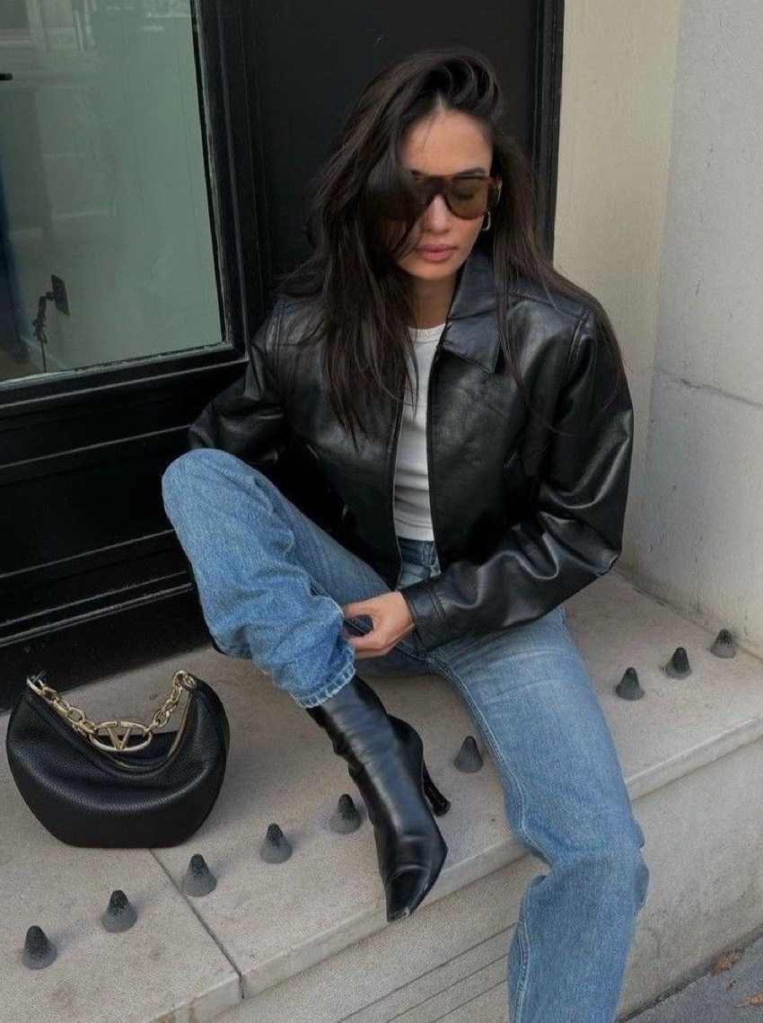 кожаная куртка,модный стиль,стильные образы,мода модная