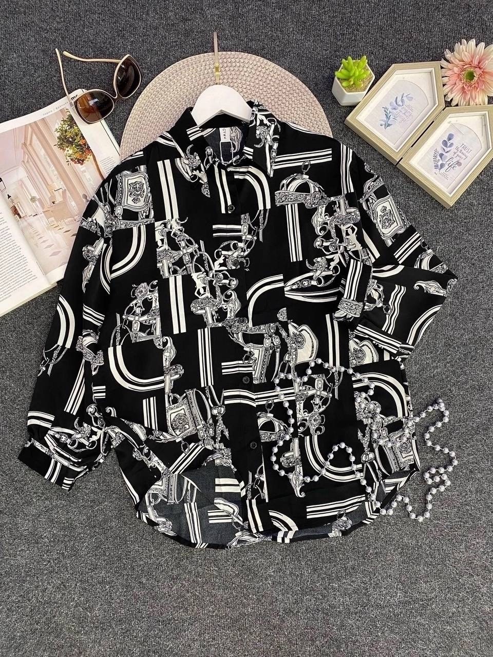 рубашка с принтом,рубашка с длинным рукавом с принтом,versace jeans couture рубашка с принтом черный,повседневная рубашка,рубашка модная