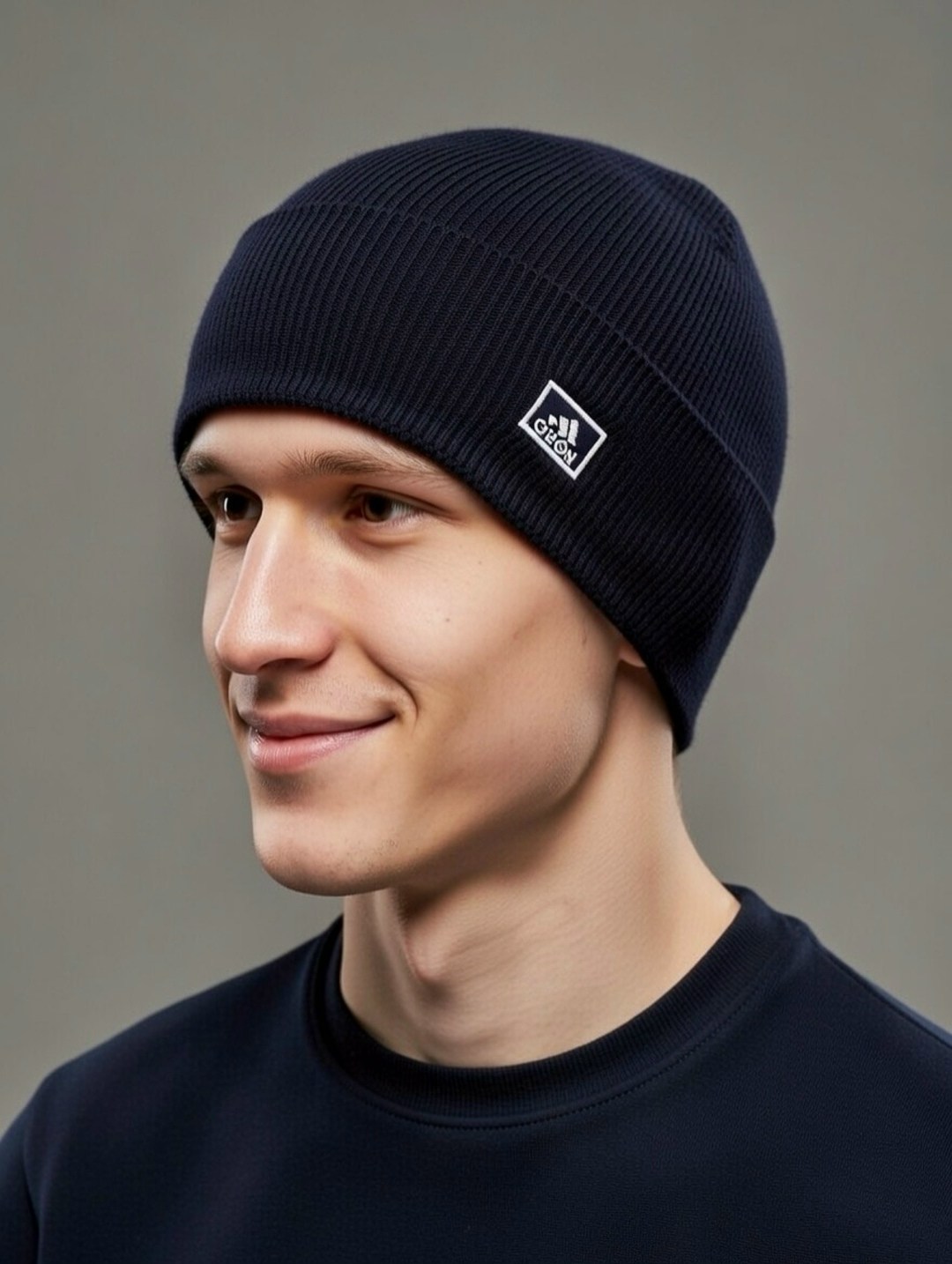 шапка мужская,шапка,шапка бини,шапка демисезонная,шапка серая