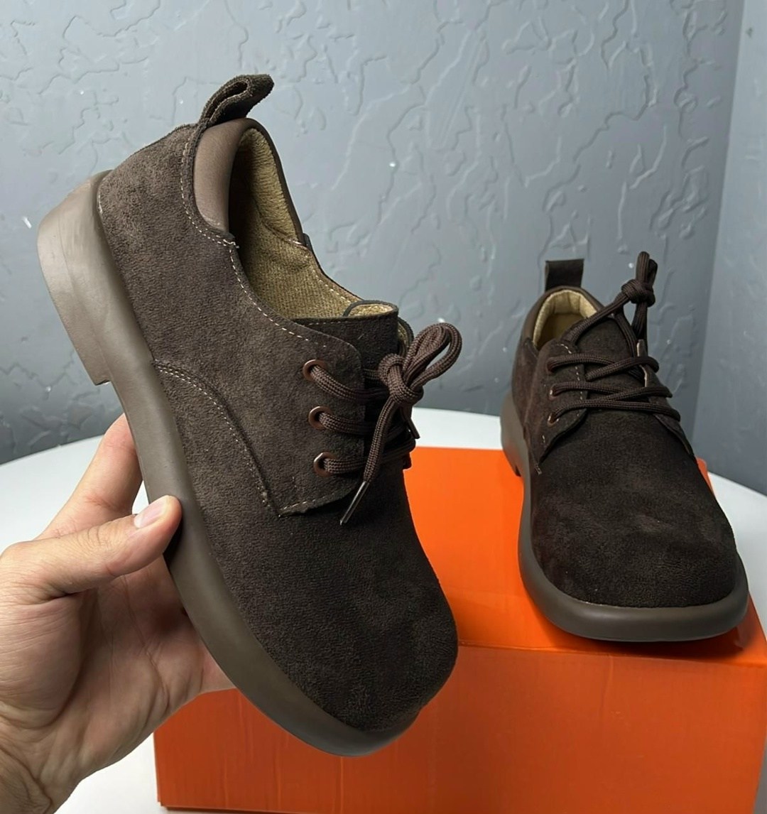 , женская,лоферы коричневые с ремешком замшевые,туфли на плоской подошве,женские туфли на плоской подошве