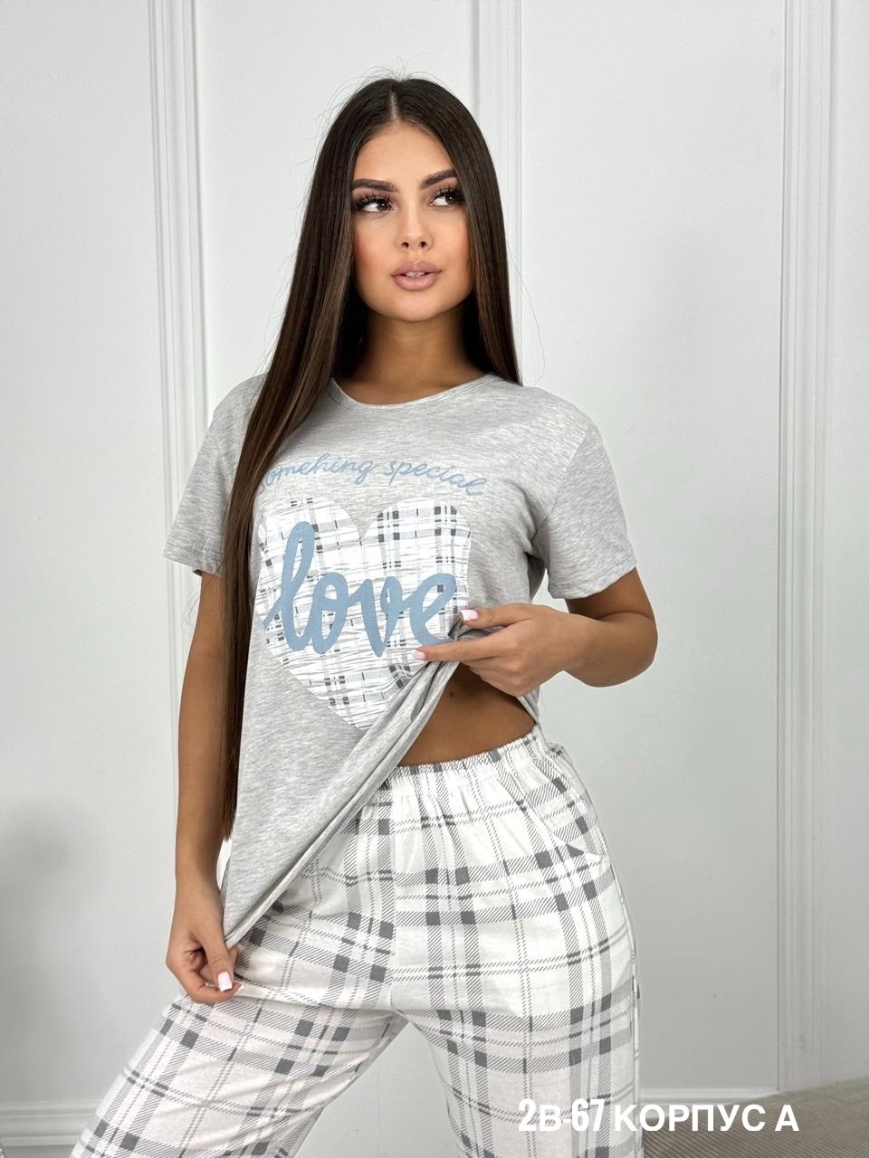 пижама женская,пижама серая,пижама жeнская со штанами,пижама женская с бриджами,пижама