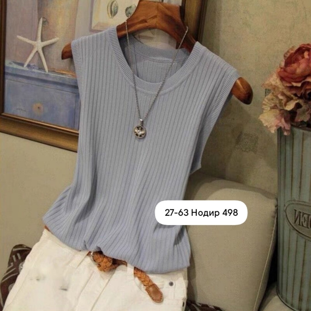 блузка с круглым вырезом,блузки женские,вязаные жилеты женские,трикотажный жилет