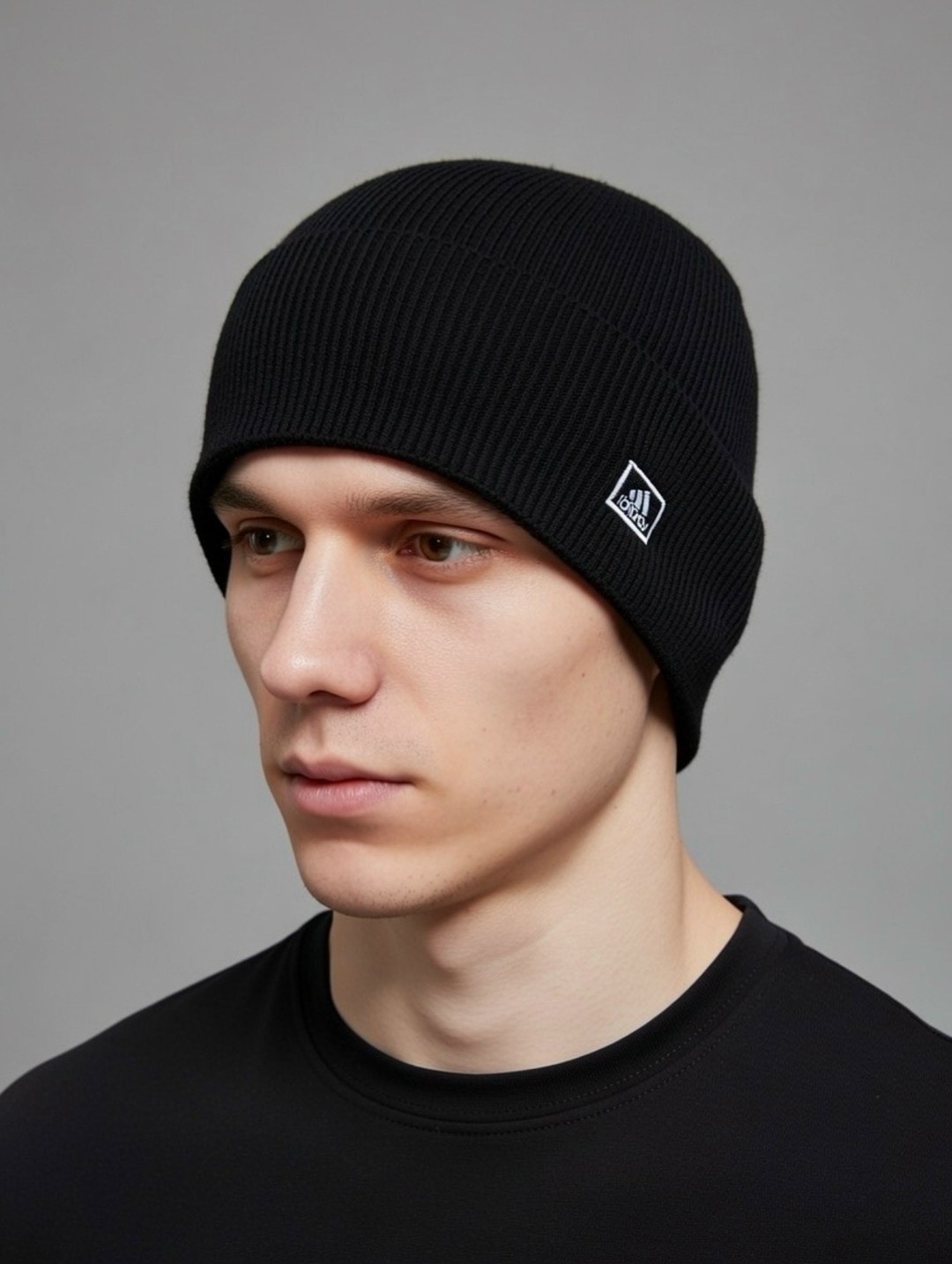 шапка мужская,шапка,шапка бини,шапка демисезонная,шапка серая