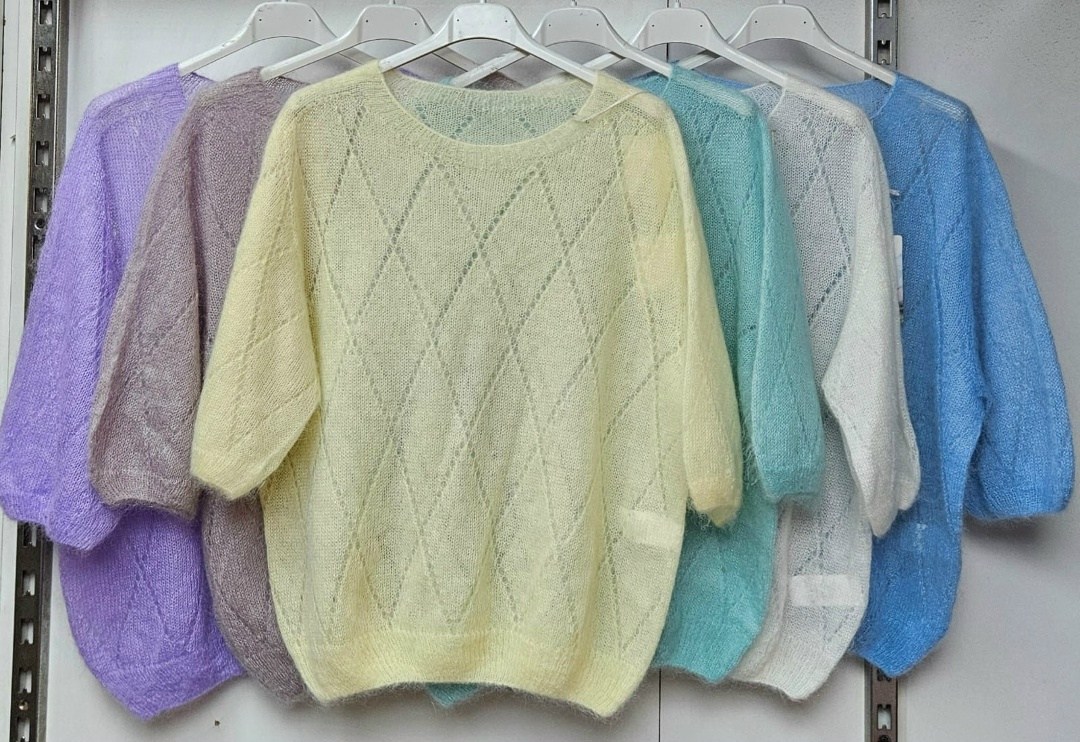 джемпер паутинка из кид мохера,джемпер ромбы,сабрина мохеровый пуловер,вязаный свитер,джемпер вязаный