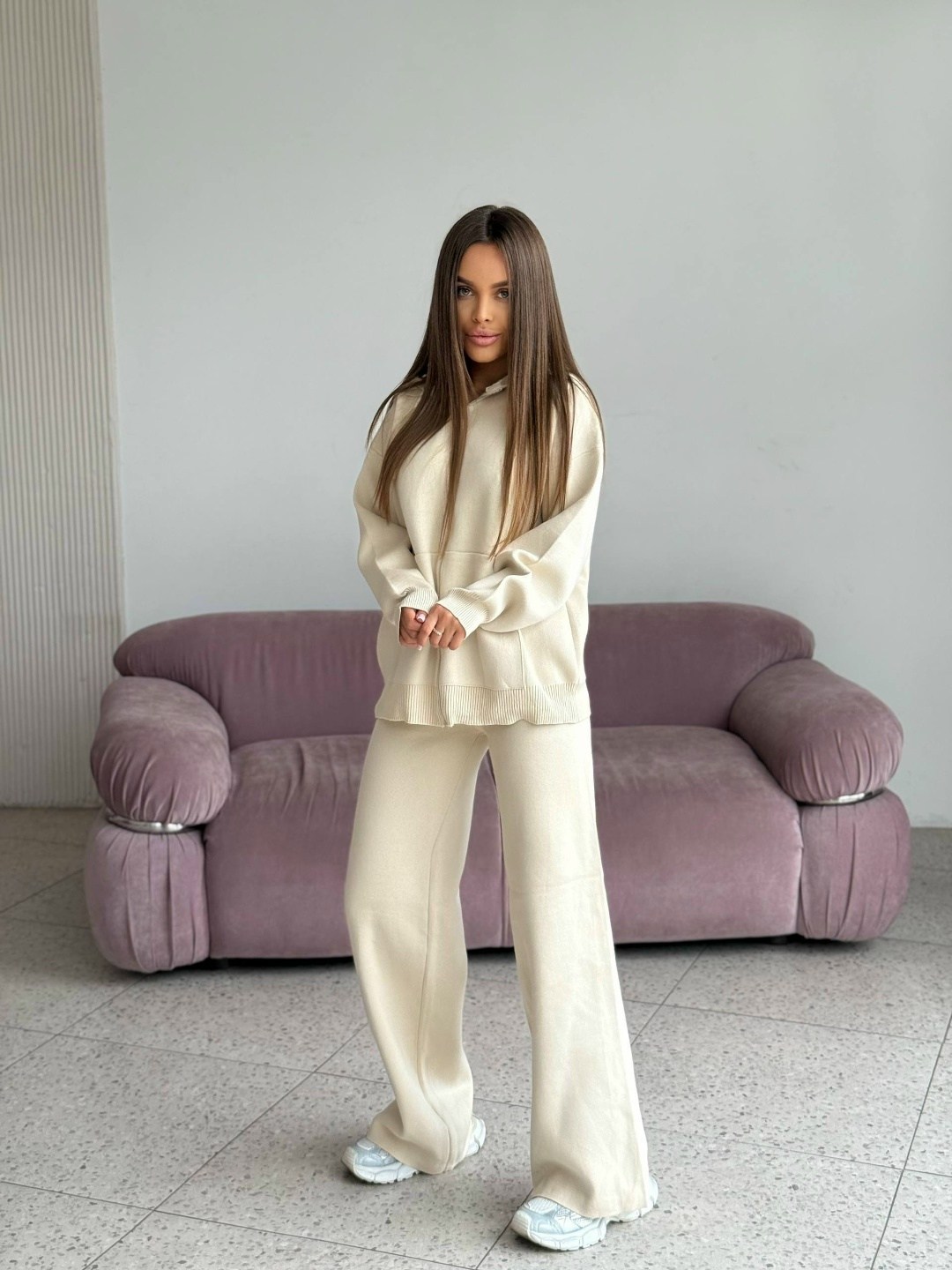 трикотажный женский костюм,толстовка на молнии из футера 3х нит.начес экрю,костюм бежевый,костюм женский теплый,женские костюмы