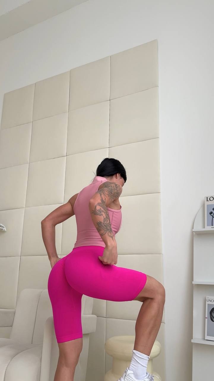 велосипедки женские,шорты пуш ап спортивные,спортивные велосипедки,велосипедки короткие,ярко розовые велосипедки