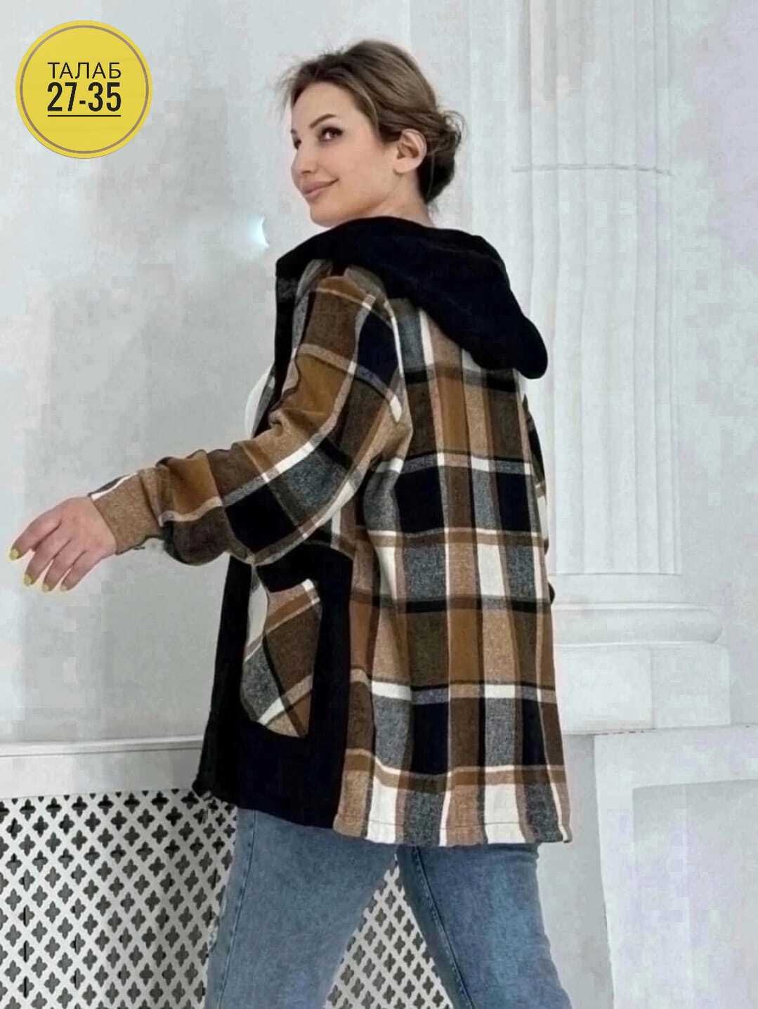 рубашка оверсайз теплая в клетку,рубашка оверсайз теплая в клетку удлиненная,женская кофта,кардиган,кофта в клетку