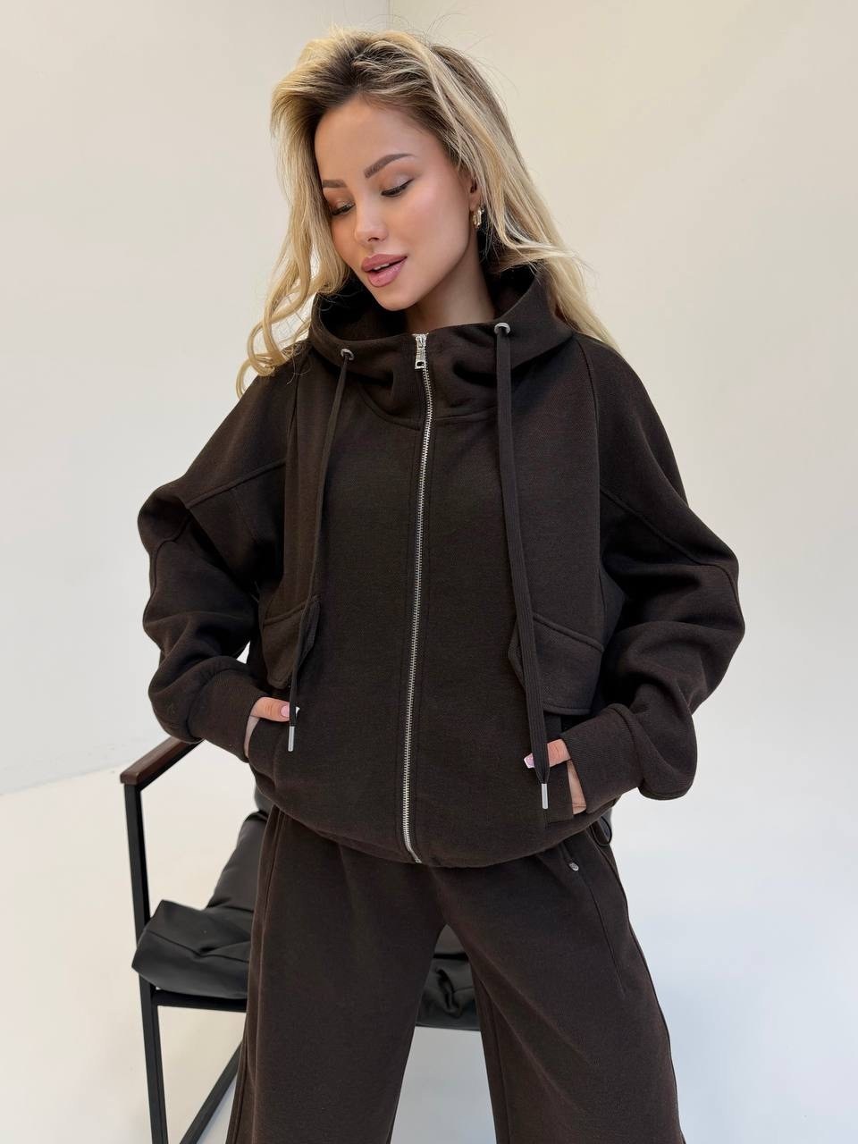 трикотажный костюм,женский трикотажный костюм с брюками,спортивный костюм,костюм двойка брючный теплый темно-серый,спортивный костюм женский