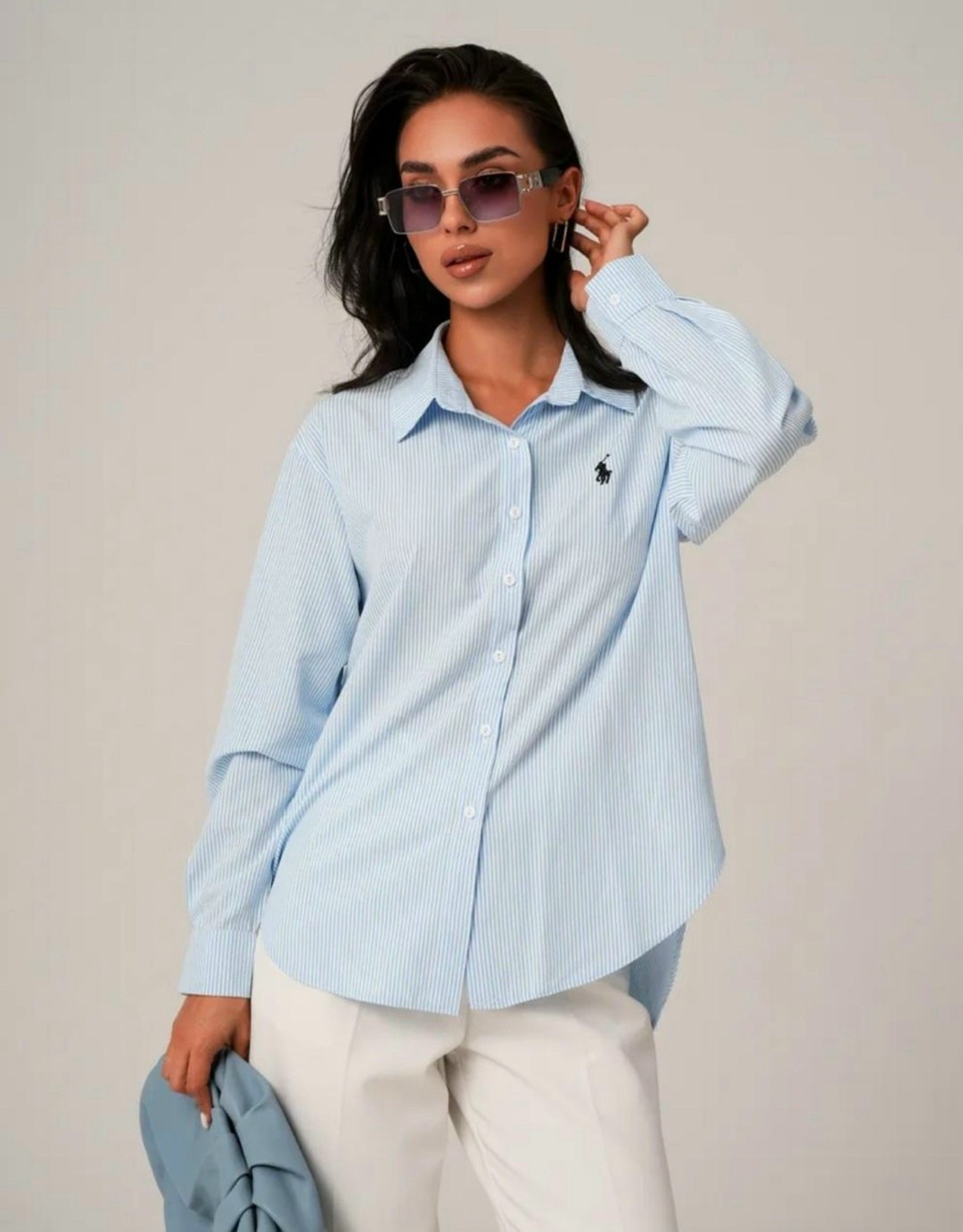 рубашка женская,рубашка в полоску,рубашка повседневная,стильная блузка,рубашка голубая