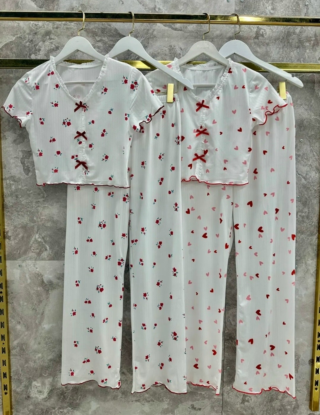 женские летние пижамы из полиэстера,женская шелковая пижама, для сна, пижамы с принтом сердца и бантом,пижама для женщин,пижамный комплект женский тонкий