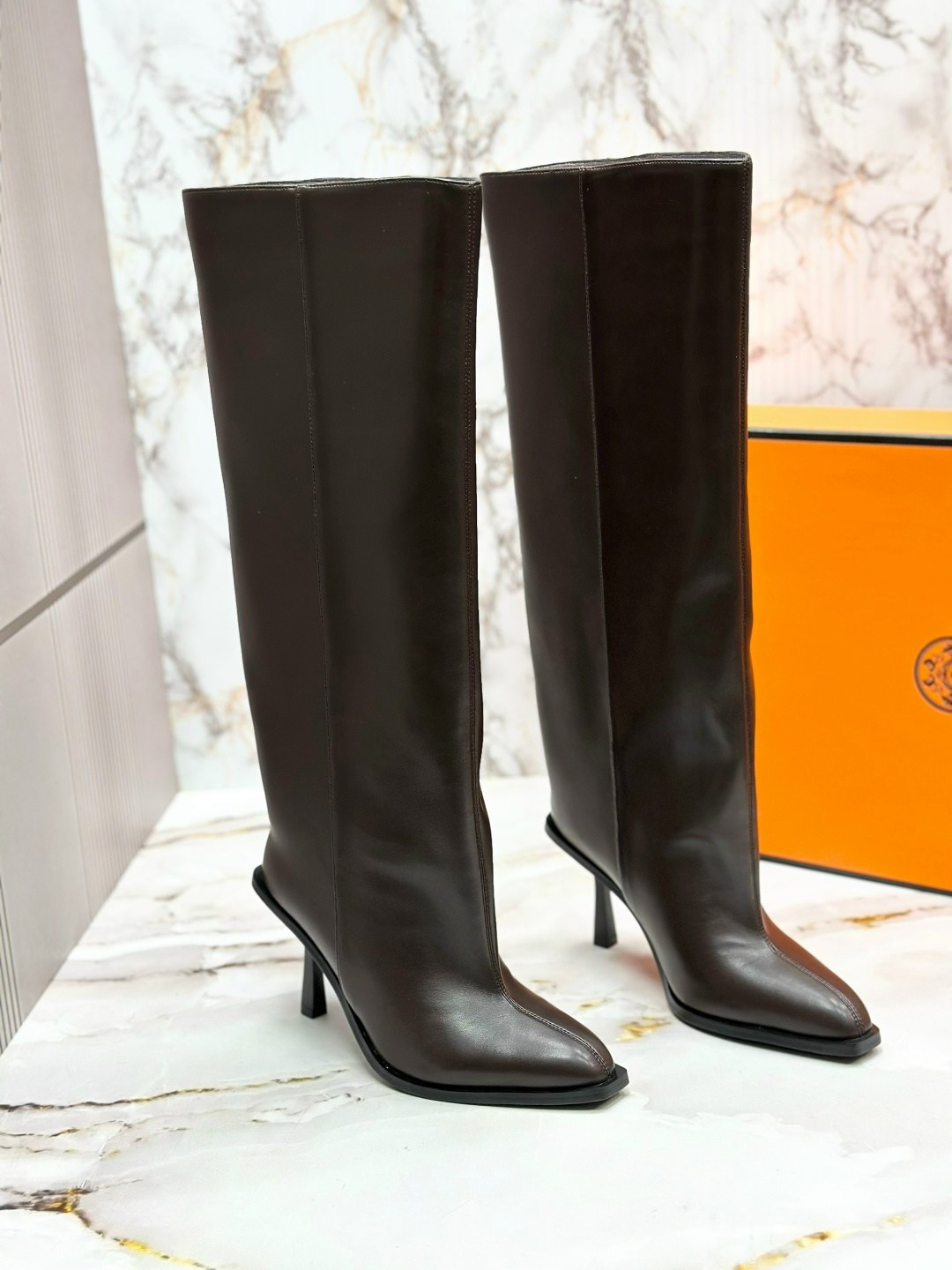 сапоги,,женские сапоги,кожаные сапоги flkce4lea11,женские современные сапоги до колена на высоком каблуке