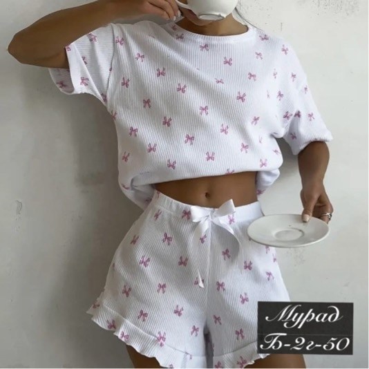 муслиновая пижама с шортами eustera 231658668,комплект женской пижамы,пижама женская,муслиновая пижама с шортами eustera 213008013,муслиновая пижама с шортами