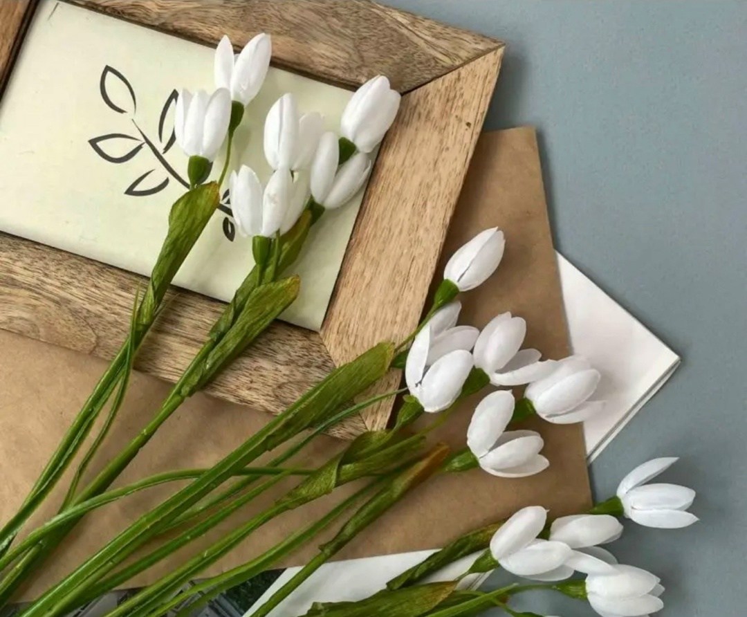 цветы искусственные подснежник,цветы из гофрированной бумаги подснежники,композиция с подснежниками,подснежник,подснежники искусственные