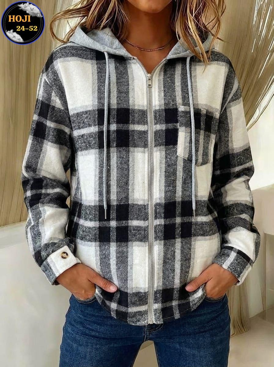 повседневная куртка,пальто в клетку,клетчатая куртка,рубашка с капюшоном,утеплённые рубашки в клетку женские с капюшоном