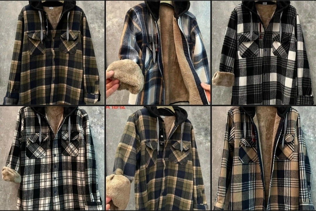 рубашка с капюшоном,рубашка на меху,теплая рубашка,рубашка теплая на меху,клетчатая куртка