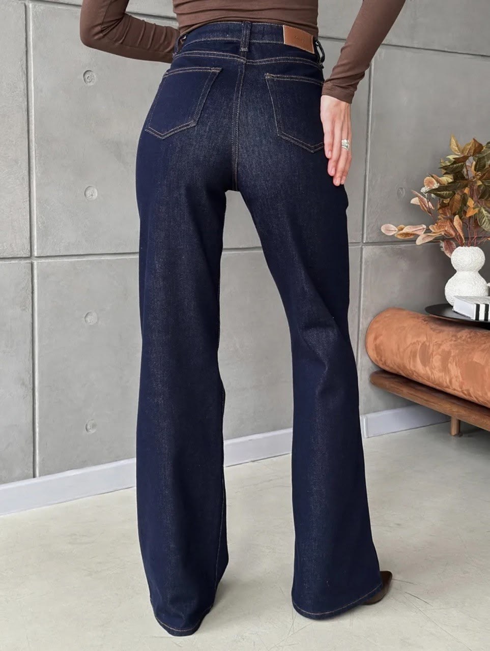 джинсы темно-синие широкие клеш norma jeane,джинсы прямые с высокой посадкой,женские джинсы,модные джинсы,широкие джинсы