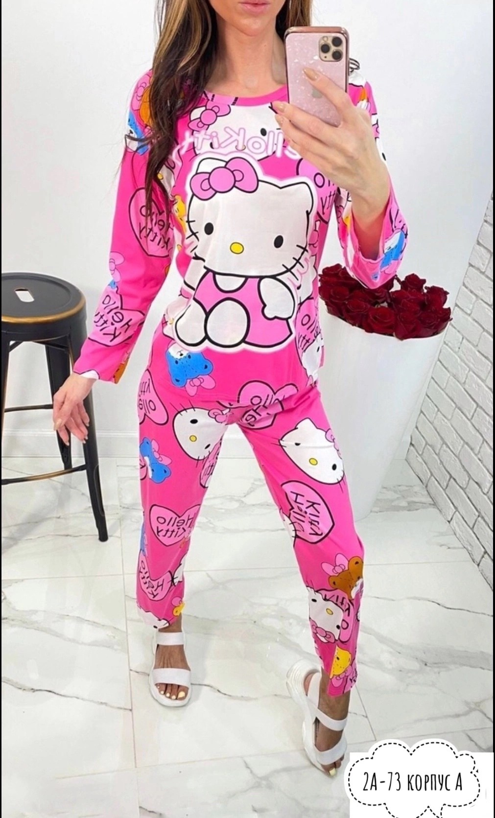 пижама женская,пижама для женщин,пижама,хелло китти пижама со штанами,пижама комплект