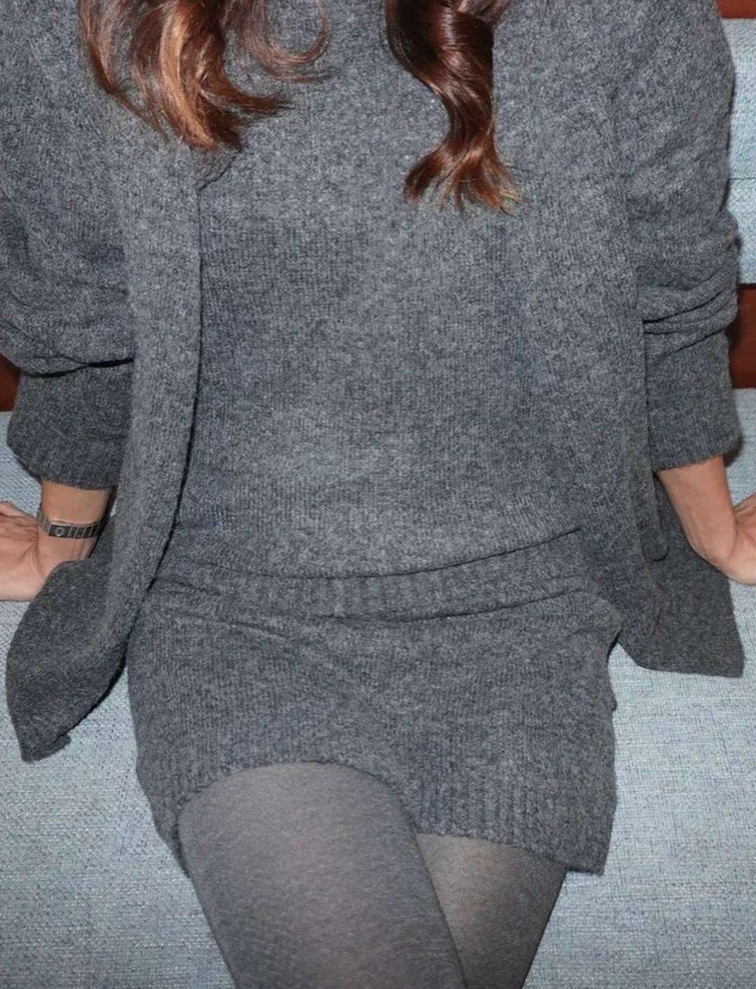 костюм теплый трикотажный с юбкой perfect mood цвет серый графит,костюм трикотажный джемпер с юбкой emberens,костюм трикотажный с юбкой lalucci цвет серый графит,костюм с юбкой трикотажный akman цвет