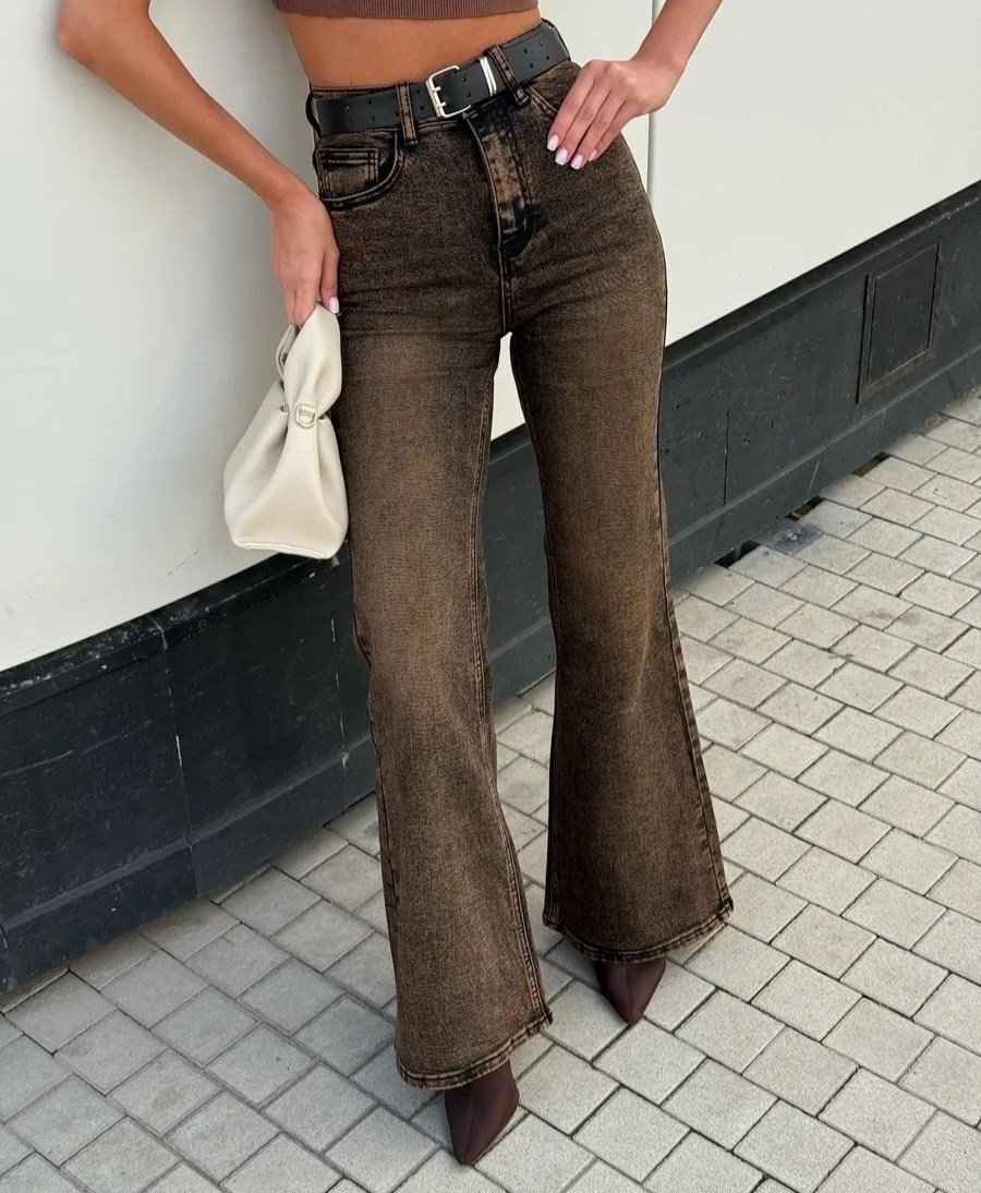 джинсы клеш,коричневые джинсы,женские джинсы,джинсы,модные брюки