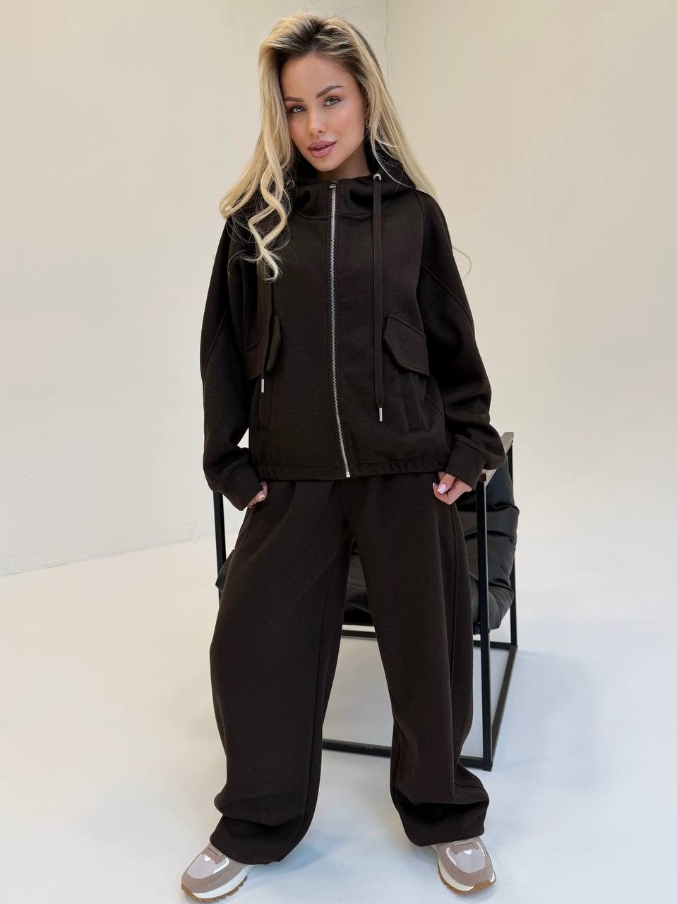 трикотажный костюм,женский трикотажный костюм с брюками,спортивный костюм,костюм двойка брючный теплый темно-серый,спортивный костюм женский