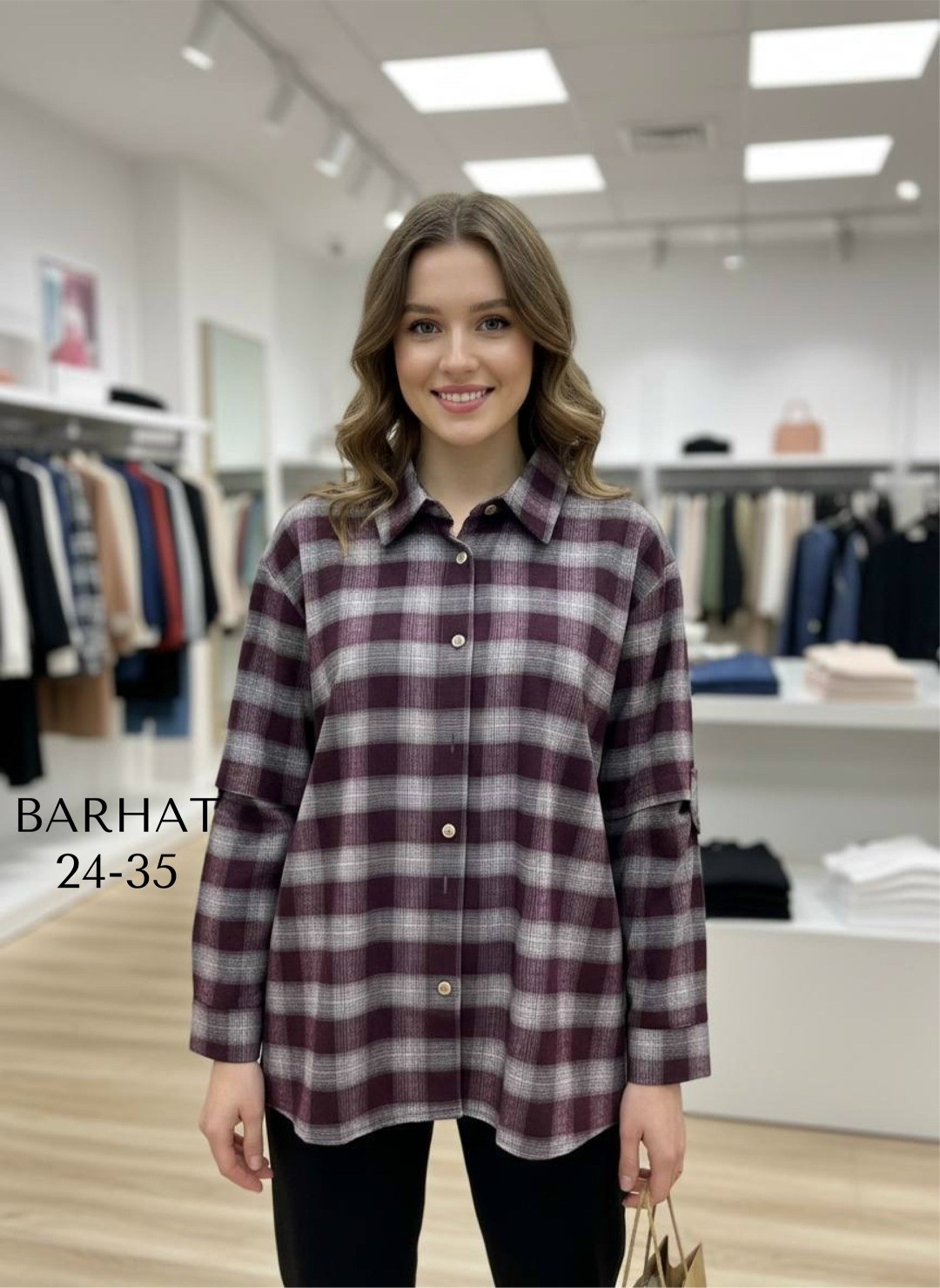 рубашка люше 4150 бордо,женская рубашка в клетку,женская рубашка,рубашка lyushe 4150 бордо,клетчатая рубашка