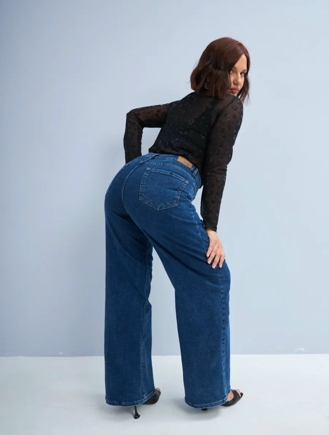 джинсы темно-синие широкие клеш norma jeane,джинсы клеш женские с высокой талией синего цвета,джинсы клеш женские,джинсы широкие клеш женские палаццо,джинсы палаццо с высокой посадкой