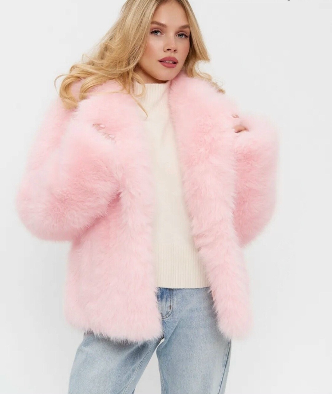 розовое меховое пальто,женская шуба,шуба искусственная,шуба короткая пушистая с длинным ворсом befree,розовая шуба