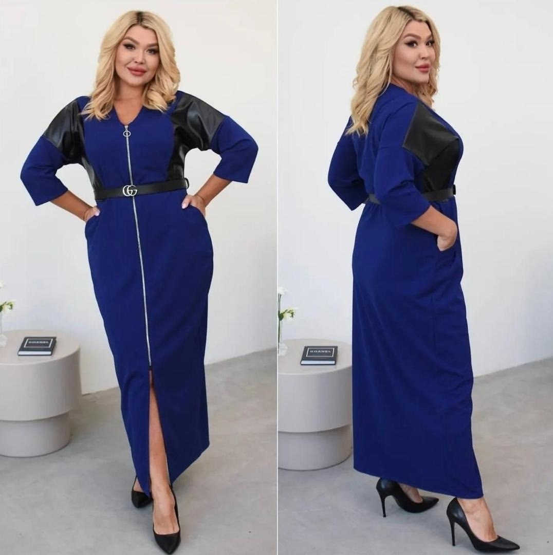 платье большие размеры,комбинированное платье,платье прямое,платье длинное,костюм платье