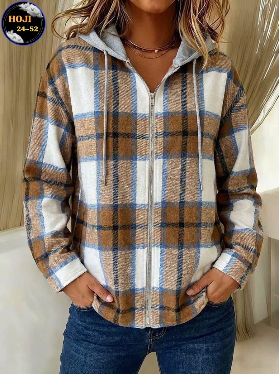повседневная куртка,пальто в клетку,клетчатая куртка,рубашка с капюшоном,утеплённые рубашки в клетку женские с капюшоном