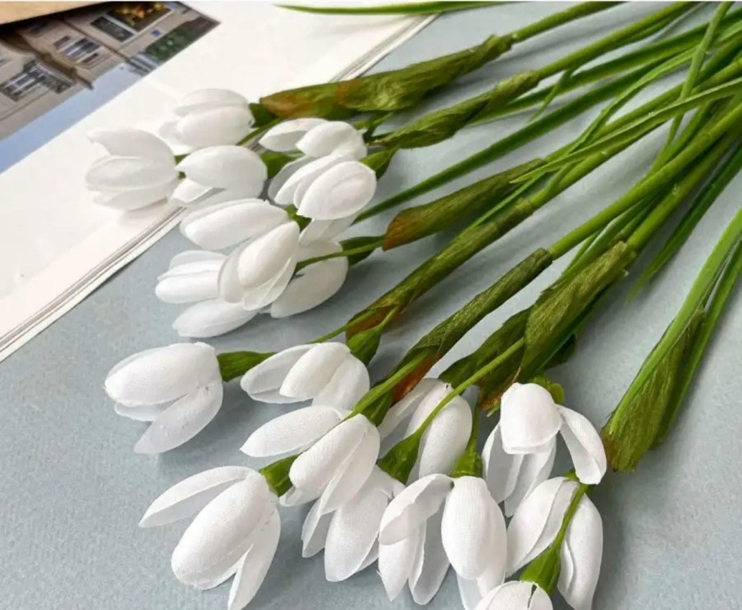 цветы искусственные подснежник,цветы из гофрированной бумаги подснежники,композиция с подснежниками,подснежник,подснежники искусственные