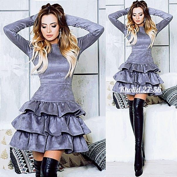 платье с оборками на юбке,платье черное,платье из замши,платье женское черное ярусное,платье