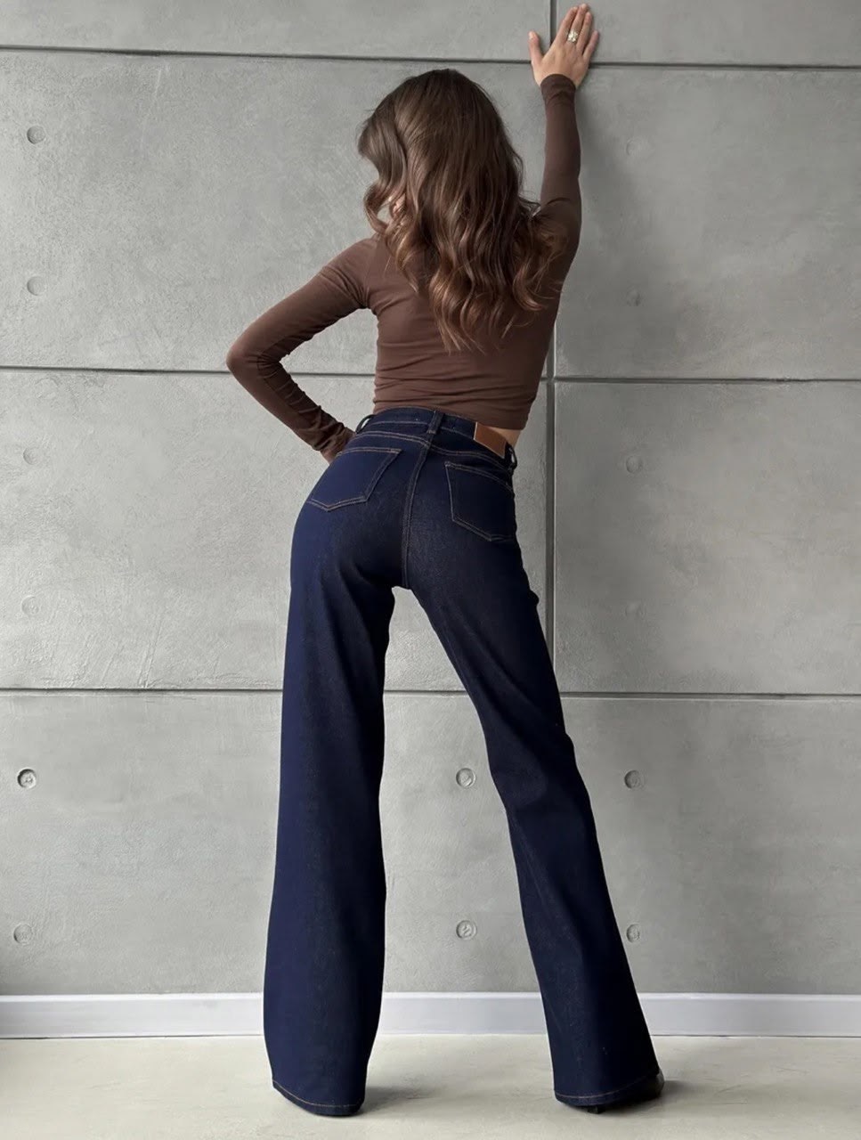 джинсы темно-синие широкие клеш norma jeane,джинсы прямые с высокой посадкой,женские джинсы,модные джинсы,широкие джинсы