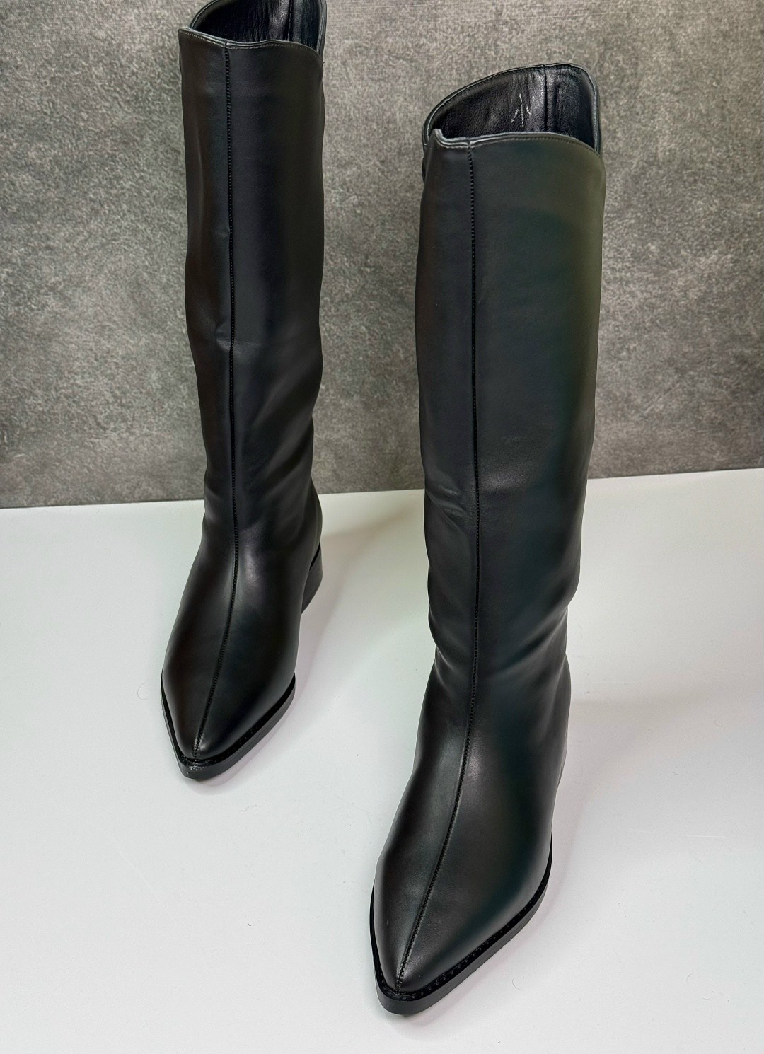 сапоги,модные женские высокие сапоги с острым носком, кожаные,женские сапоги,,женские сапоги до колена с острым носком из натуральной кожи