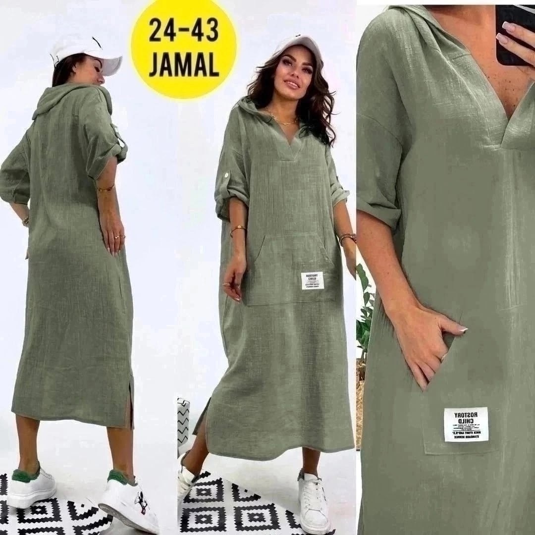 платье женское летнее с капюшоном,платье женская,льняные платья,платья с капюшоном,платье женское свободное