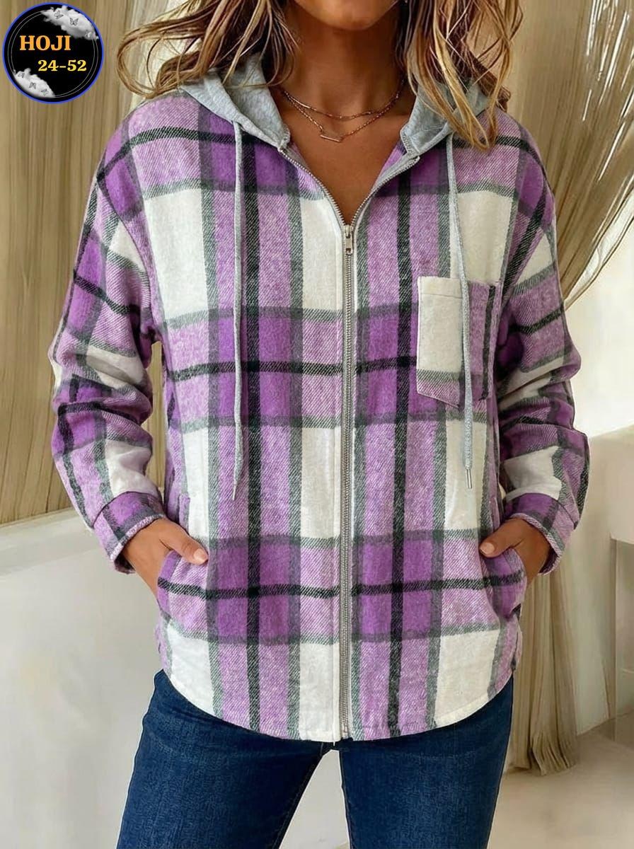 повседневная куртка,пальто в клетку,клетчатая куртка,рубашка с капюшоном,утеплённые рубашки в клетку женские с капюшоном