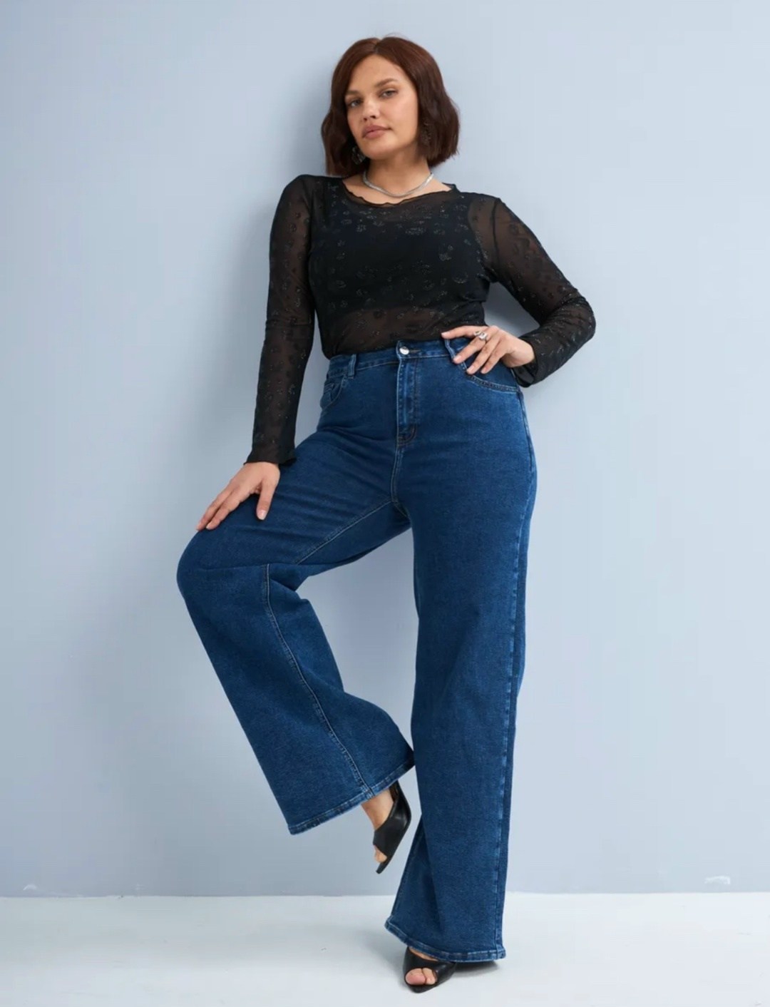 джинсы темно-синие широкие клеш norma jeane,джинсы клеш женские с высокой талией синего цвета,джинсы клеш женские,джинсы широкие клеш женские палаццо,джинсы палаццо с высокой посадкой