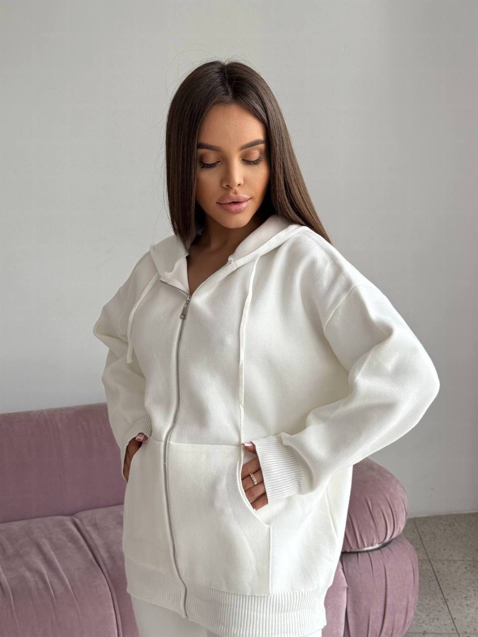 толстовка на молнии из футера 3х нит.начес экрю,толстовка на молнии из футера 3х нит.начес сова экрю,толстовка женская,трикотажные костюмы женские,толстовка теплая