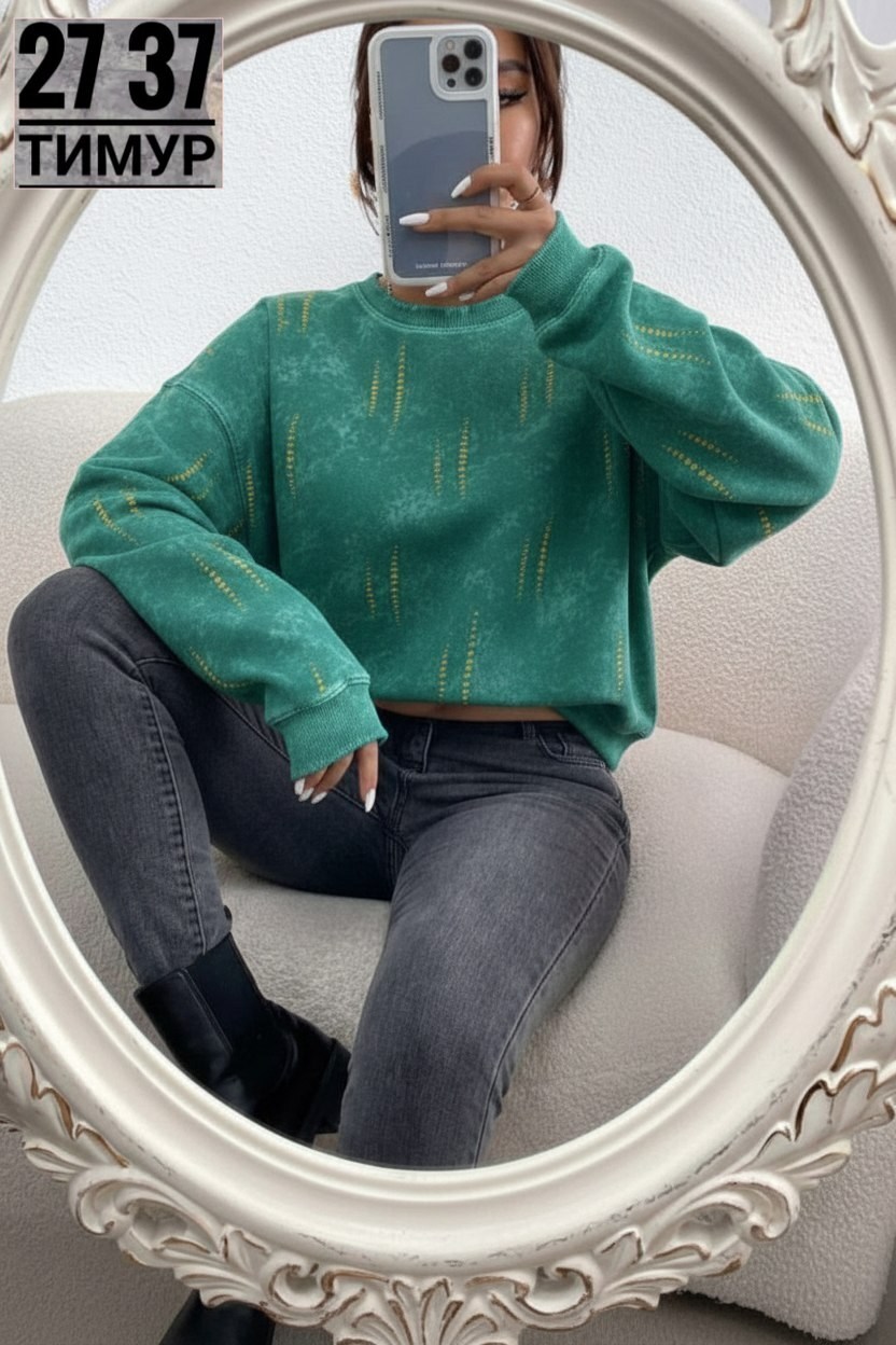 свитшот женский песочно-серый с дизайнерским принтом,свитшот оверсайз,стильный свитшот,женский свитшот,кофта женская