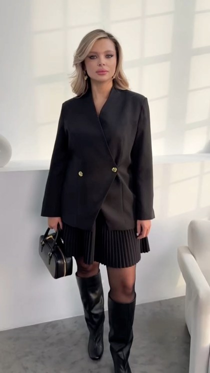 жакет aura 1117-170-р черный,юбочный костюм aura of the day 9234 чёрный двойка,жакет и юбка,нарядный черный жакет 2-бортный с талиевыми вытачками aura otd 1117,жакет aura 1117-164 черный