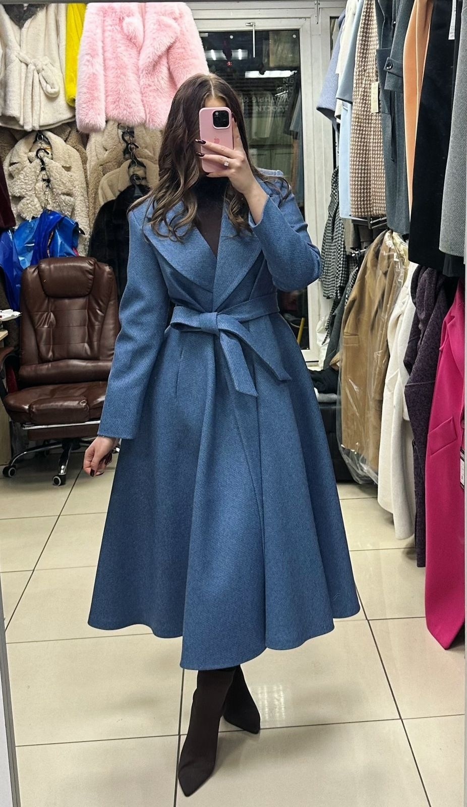 пальто классическое,стильное пальто,приталенное пальто,пальто с юбкой,пальто-платье с капюшоном