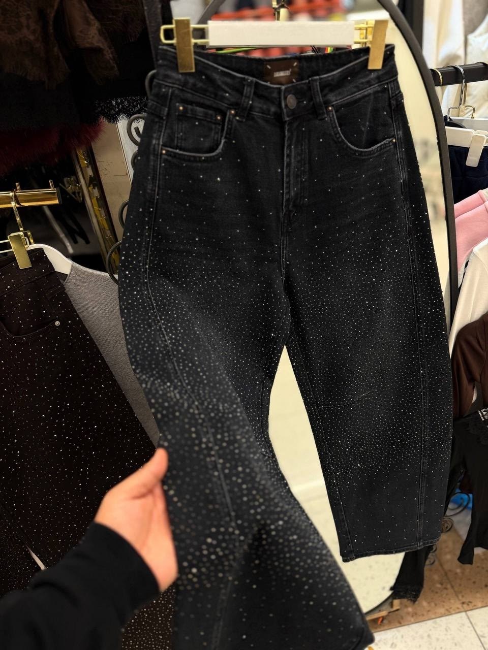 джинсы широкие багги со стразами selfsame,джинсы широкие багги со стразами,джинсы со стразами,джинсы багги со стразами rilavie 244236770,джинсы багги со стразами