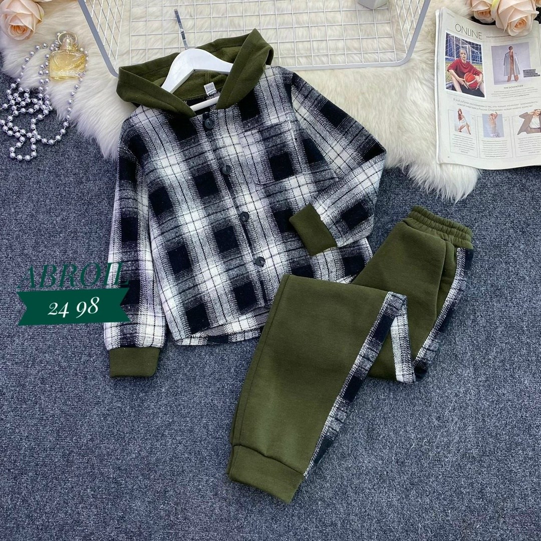 костюм двойка детский в клетку,костюм двойка детский в клетку арт. 684799,комплект костюм,спортивный детский костюм двойка на флисе,костюм трикотажный детский