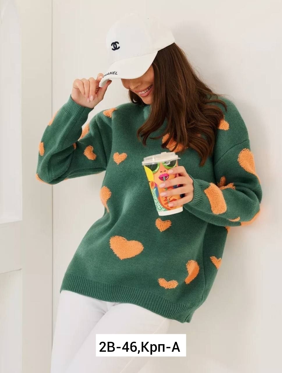 женский свитер с принтом,свитер оверсайз с сердечками,свитера женские,уютный свитер,кофта женская