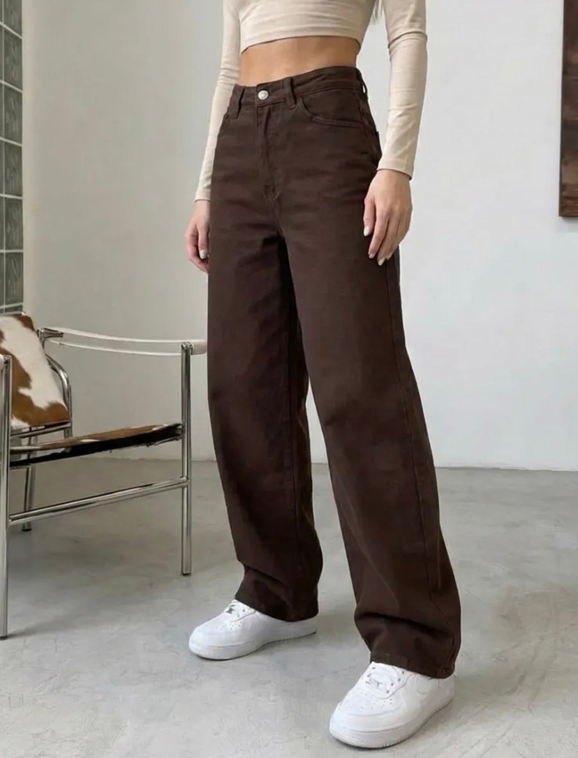 джинсы женский look of young коричневый палаццо,коричневые джинсы,коричневые джинсы женские широкие,женские коричневые джинсы,коричневые широкие джинсы