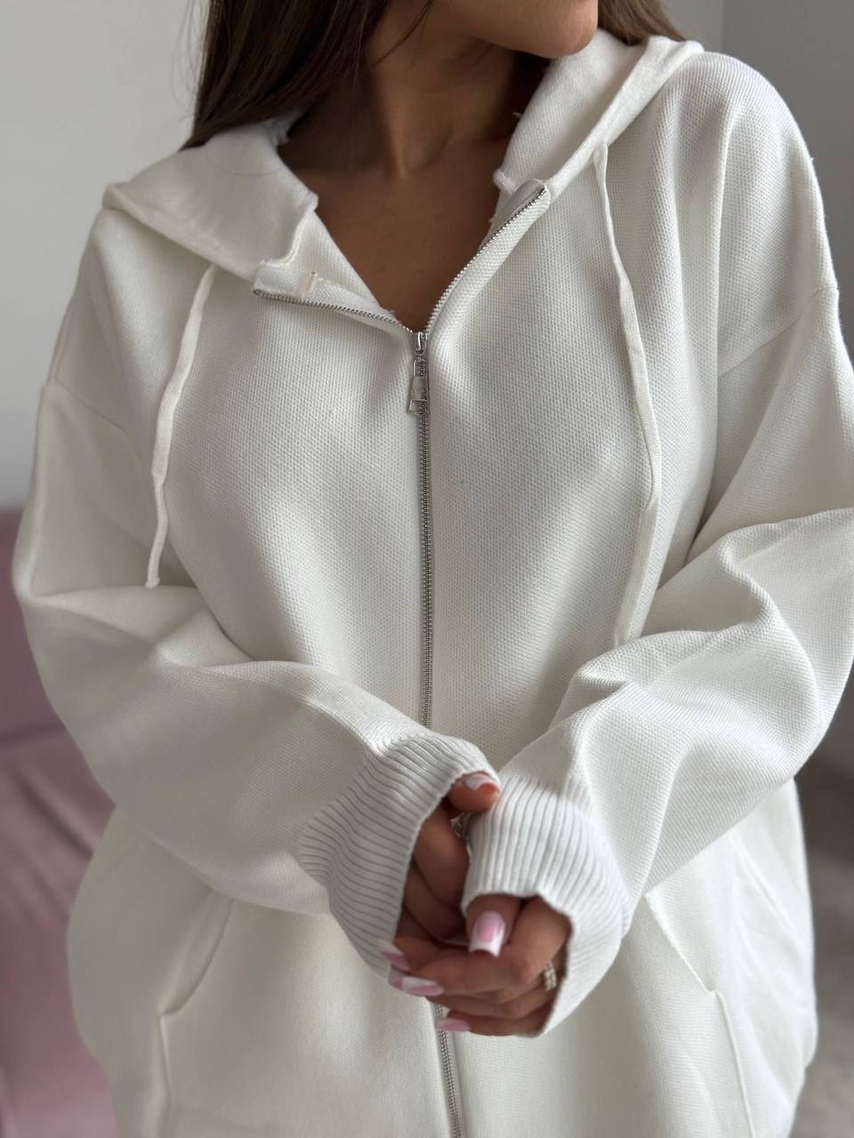 толстовка на молнии из футера 3х нит.начес экрю,толстовка на молнии из футера 3х нит.начес сова экрю,толстовка женская,трикотажные костюмы женские,толстовка теплая