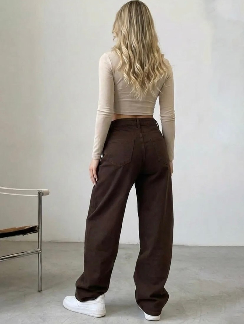 джинсы женский look of young коричневый палаццо,коричневые джинсы,коричневые джинсы женские широкие,женские коричневые джинсы,коричневые широкие джинсы
