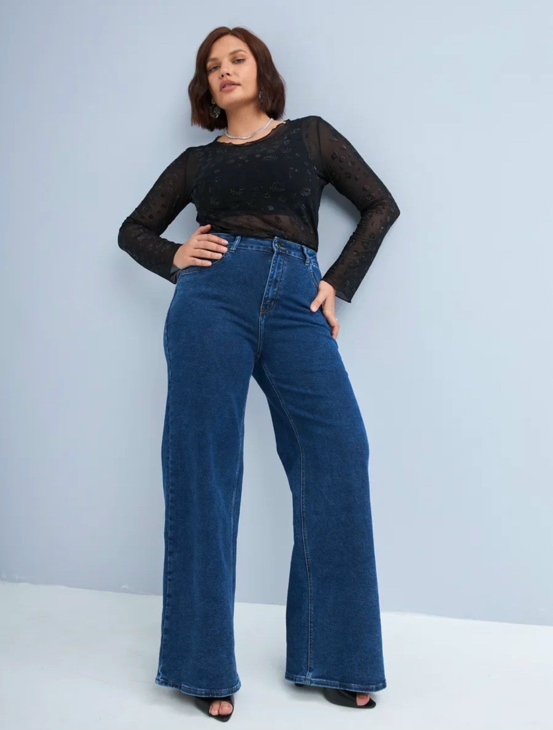 джинсы темно-синие широкие клеш norma jeane,джинсы клеш женские,джинсы клеш женские с высокой талией синего цвета,джинсы палаццо,джинсы широкие