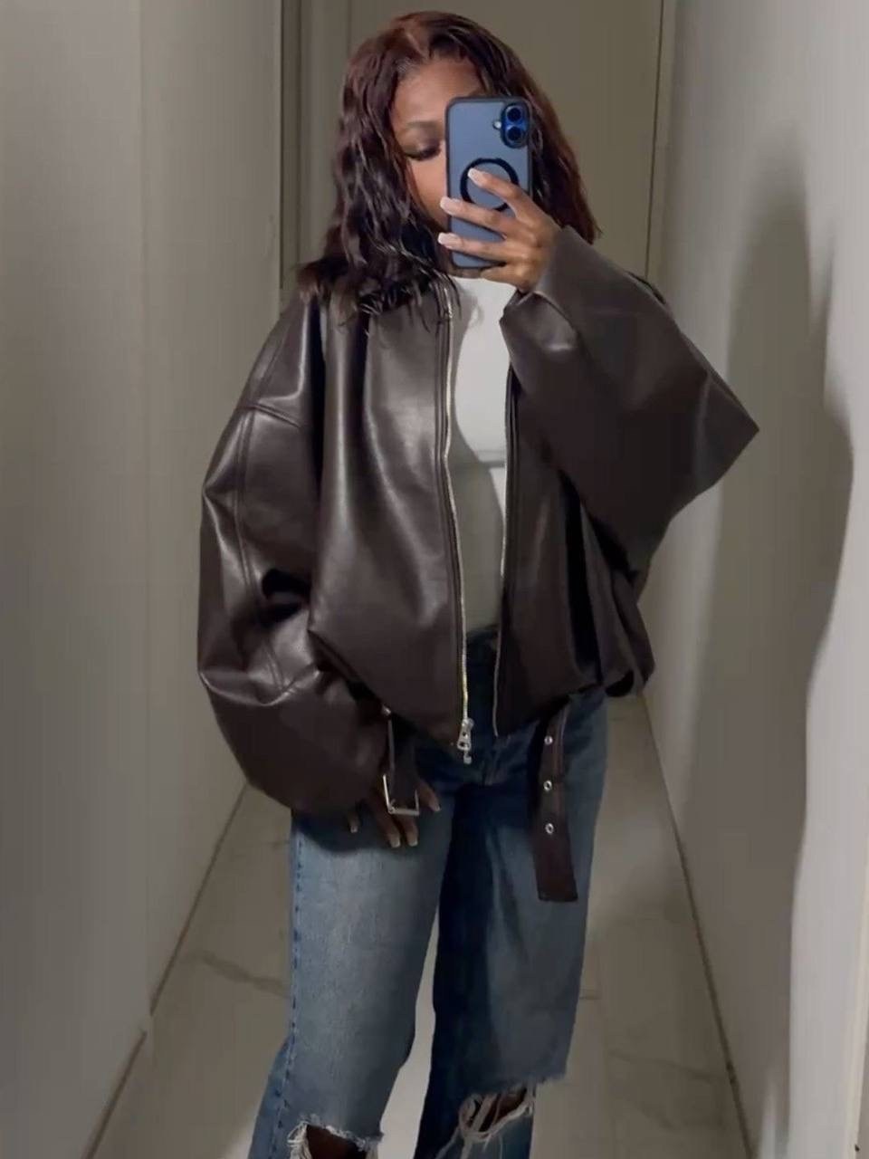 куртка женская кожаная,женская куртка из искусственной кожи,куртка кожаная,colorfaith jk3977 кожаная куртка,кожаная куртка оверсайз